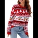 thumbnail image 3 of Suéter de Punto de Larga con Cuello Redondo para Mujer, Suéter Informal Grueso para Otoño e Invierno Rojo y L, 3 of 10