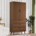 thumbnail image 7 of TOPCOMFY Modern Pantry Cabinet with 3 Drawers 2 Doors, Kitchen Storage Cupboard for Organization with Adjustable Shelves & Fluted Panel Design- Walnut, 7 of 7