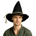 thumbnail image 3 of Witch Wizard Hat for Adults Halloween Felt Pointed Cone Hat Vintage Scarecrow Costume Accessory for Women Men, 3 of 5