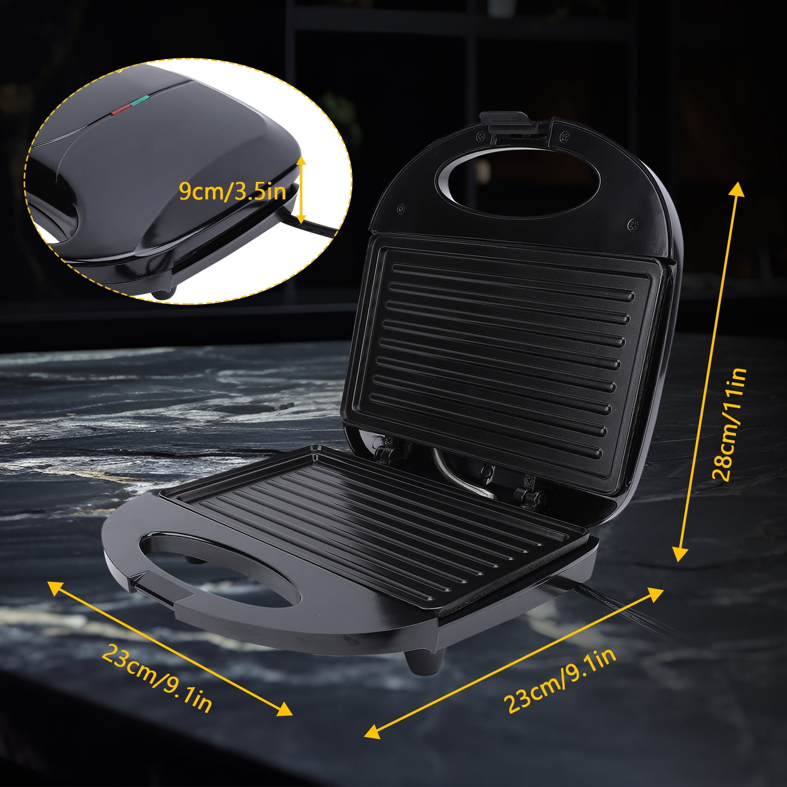 Panini Breakfast Machine Press Grill, 750W Non-Stick Sandwich Press Maker for Sandwich, Burgers, Steak