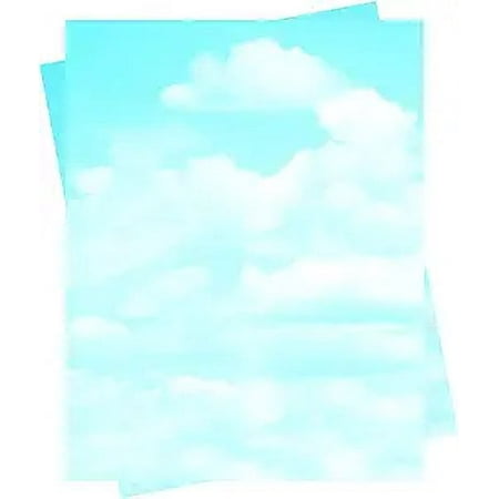 Geographics 8-1/2" x 11" 24-Pound Design Paper with Clouds, Blue/White, Pack of 100