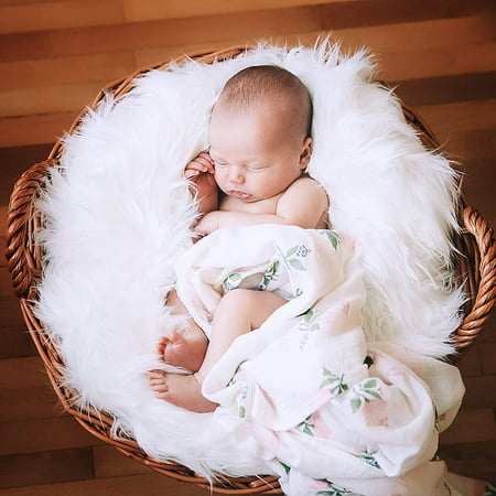 Baby Photo Props Soft Fur Quilt, White Rug For Baby Photoshoot