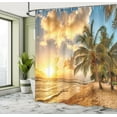 thumbnail image 5 of Ambesonne Tropical Shower Curtain, Exotic Sandy Beach, 69"Wx75"L, Cream Blue, 5 of 5