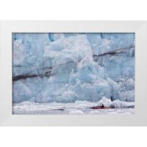 Paulson, Don 18x13 White Modern Wood Framed Museum Art Print Titled - AK, Glacier Bay NP, Margerie Glacier Kayaker