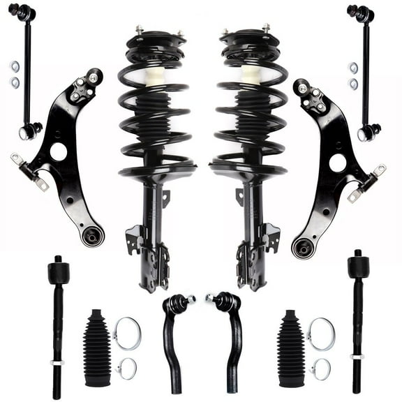 cciyu Complete Strut for 2004-2006 for Toyota Sienna Includes Complete Strut Assembly Tie Rod End Stabilizer Bar Link Control Arm Suspension