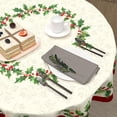 thumbnail image 5 of Christmas Round Tablecloth 70 Inch Red Xmas Holly Leaves Berries Pattern Circle Table Cloth Winter Holiday Decorative Table Cover for Kitchen Dinner Home Decor, 5 of 7