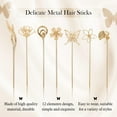 thumbnail image 4 of 12 Pack Gold Decorative Chinese Vintage Butterlfy Flower Metal Hair Sticks Chopsticks Retro Hair Pins Forks Hairpins Hair Bun Updo Holders Long Thick Hair Accessories for Women Girls, 4 of 4