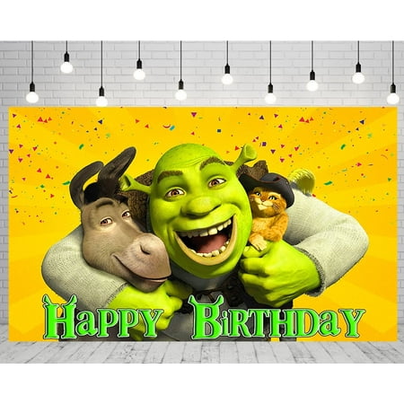Image of SOPAK Shrek Backdrop for Birthday Party Decorations Shrek and Donkey Background for Baby Party Cake Table