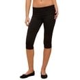 thumbnail image 2 of Women Fold Over Capri Leggings Y2K Low Rise Elastic Waist Cropped Pants Knee-Length Skinny Yoga Athletic Pants Black XL, 2 of 9