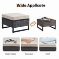 thumbnail image 4 of PARKWELL 2PCS Patio Rattan Ottoman Seat Foot Rest Side Table with Cushions for Indoor Outdoor,Beige, 4 of 6