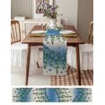 thumbnail image 6 of Blue Floral Spring Burlap Cotton Table Runner 16x72 Inches Long, Summer Farmhouse Botanical Butterfly Farmhouse Table Runners, Outdoor Dining Tablecloths Decor for Baby Shower/Party/Wedding, 6 of 6