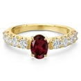 thumbnail image 3 of Gem Stone King 14K Yellow Gold Red Rhodolite Garnet and Lab Grown Diamond Engagement Ring for Women | 1.78 Cttw | Oval 7X5MM | Gemstone January Birthstone | Size 6, 3 of 6