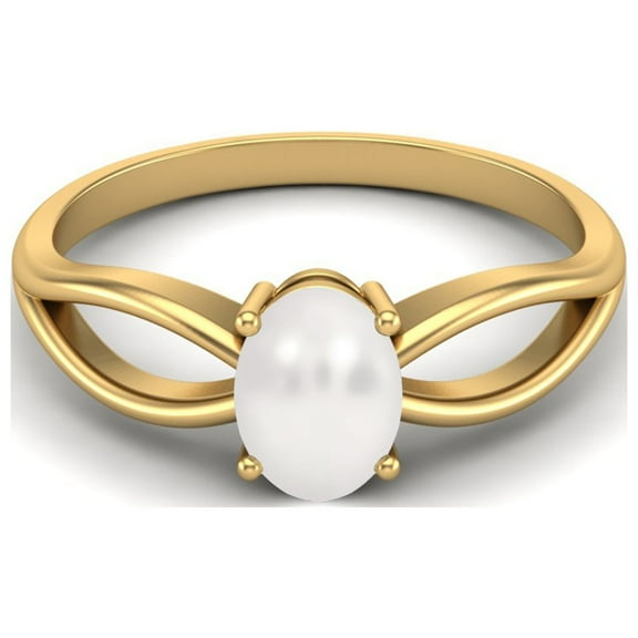 7X5 MM Oval Shape Pearl 925 Sterling Silver Gold Vermeil June Birthstone Solitaire Celtic Valentines Day Gifts Ring for Women