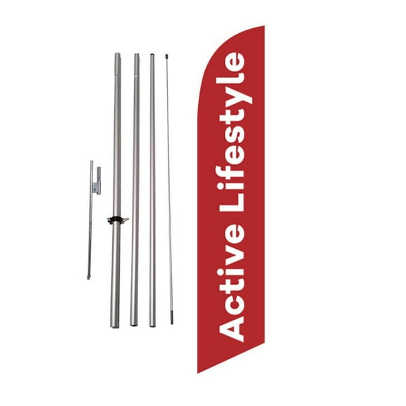 Active Lifestyle Senior Living 15' Feather Banner Swooper Flag Kit w/ pole spike