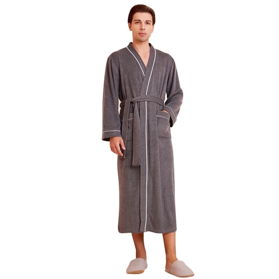 Unisex 100% Cotton Bathrobe Terry Towelling Shawl Collar Bath Robe,Comfortable Nightwear Ladies Everyday Gowns