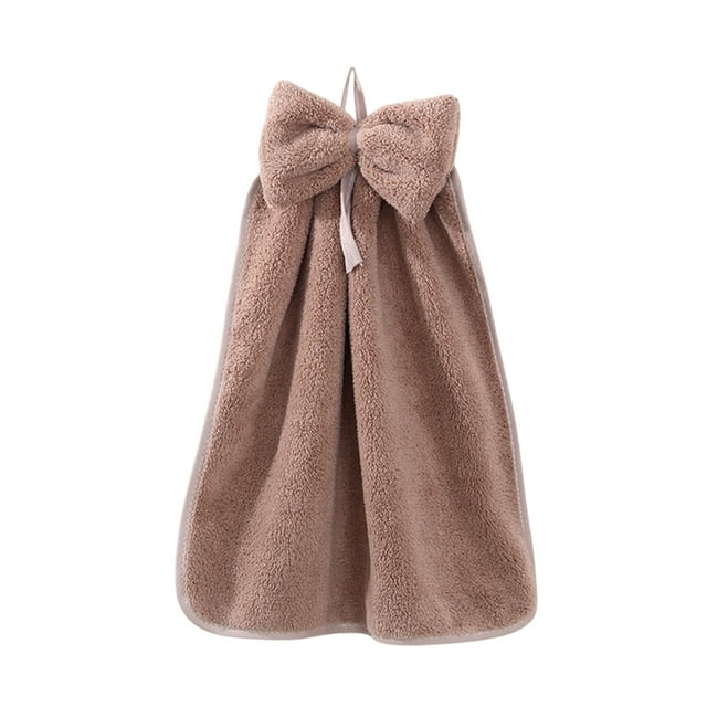 Hangable Bow Hand Towel, Soft Absorbent Fleece Kitchen Towel, Hanging Loop Bathroom Hand Towel, Multipurpose Quick-Dry Decorative Towel for Home Use