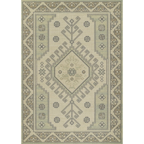 Momeni Anatolia Wool and Nylon Medallion Sage Area Rug 9'9" X 12'6"