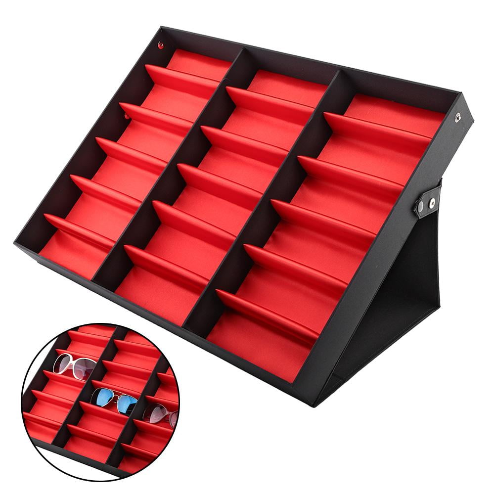 Mgaxyff Eyeglasses Display Box, Glasses Storage Box,18 Grids Glasses