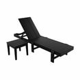 thumbnail image 3 of 2 Piece Modern Poly Reclining Chaise Lounge With Wheels, Black, 3 of 4