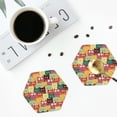 thumbnail image 4 of Zufioo Cute Cartoon Cat Print Leather Coaster Set, Decorative PVC Coasters 4-pack - Scald and Stain-resistant, Suitable for Home, Cafes, Restaurants-Hexagon, 4 of 6
