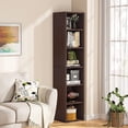 thumbnail image 3 of Tribesigns 70.9 Inch Tall Narrow Bookcase, Modern White Corner Bookcase for Home Office, Walnut, 3 of 5