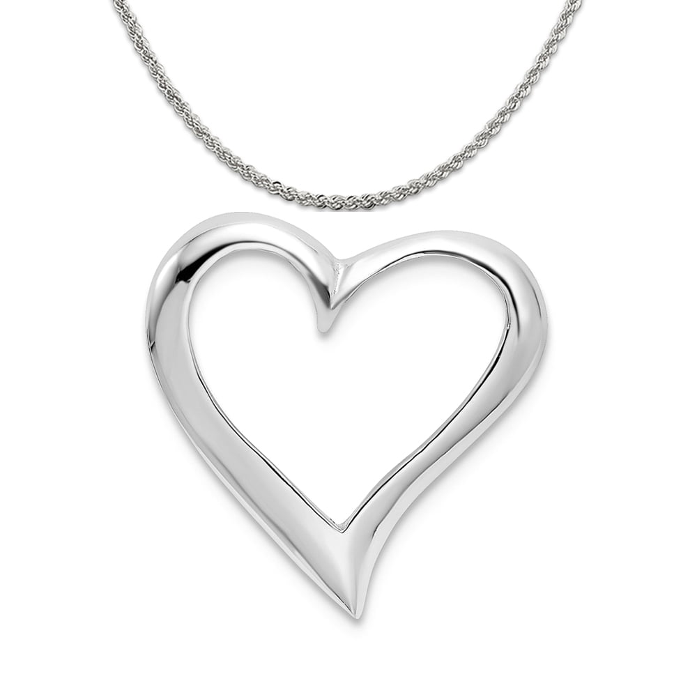 Carat in Karats Sterling Silver Polished Large Floating Heart Pendant