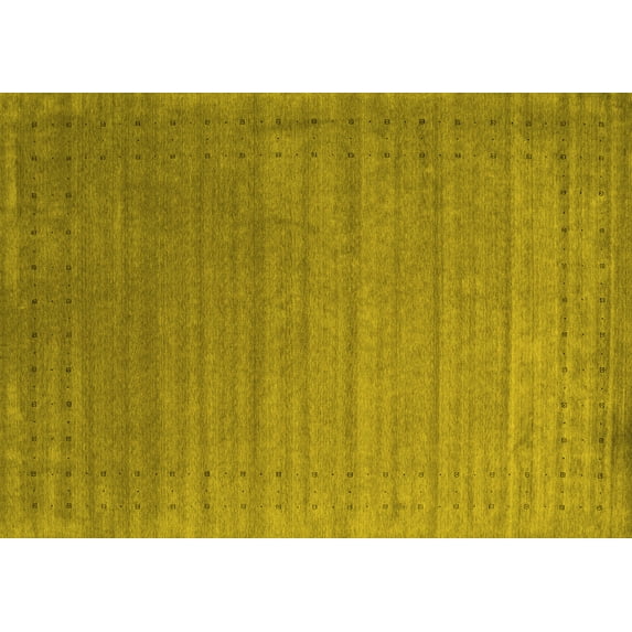 Ahgly Company Machine Washable Indoor Rectangle Abstract Yellow Contemporary Area Rugs, 6' x 9'