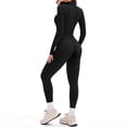 thumbnail image 4 of QHFBli Women Long Sleeve Workout Jumpsuit Zip Up Romper Bottom Pants Bodysuit Bodycon, 4 of 4