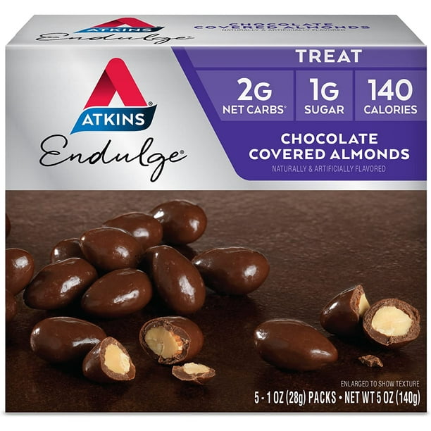 Atkins Endulge Treat, Chocolate Covered Almonds, Keto Friendly, 5 Count