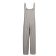 thumbnail image 5 of Women's Sleeveless Cotton Linen Overalls Rompers Baggy Wide Leg Jumpsuits Boho Jumpers Summer Outfits Pockets Bib Overalls, 5 of 6