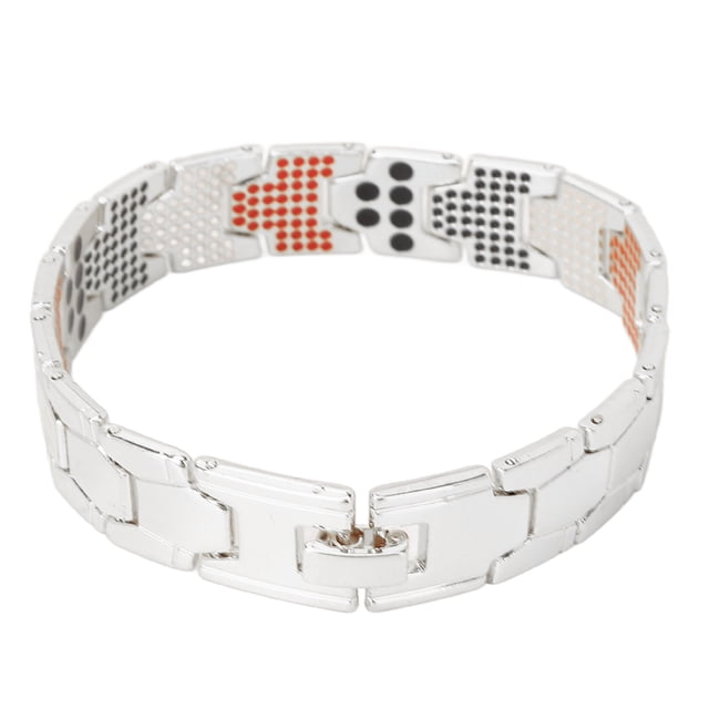 Pulsera magnética multipunto hexagonal ajustable desmontable para hombre, plateada