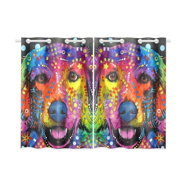 ABPHQTO Perro Pintura Ventana Cortina Cocina Cortina 65x90 cm (Dos Piezas)