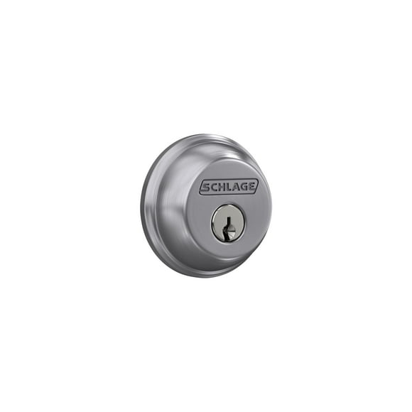 Deadbolt Schlage B60 N 626 con llave, 1 cara, cromo satinado