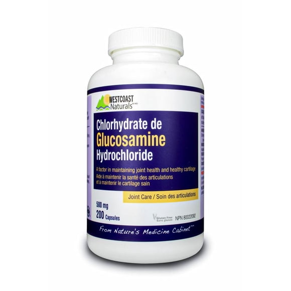 Westcoast Naturals Glucosamine Hydrochloride to fortify bones and joints helps prevent arthritis, 200 Caplets