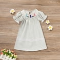 thumbnail image 4 of ZEHJUHAN Toddler Girls' Bunny Floral Dress, Checkered Pattern Bubble Sleeve A-Line Dress with Lace Trim Purple，3-6M, 4 of 10
