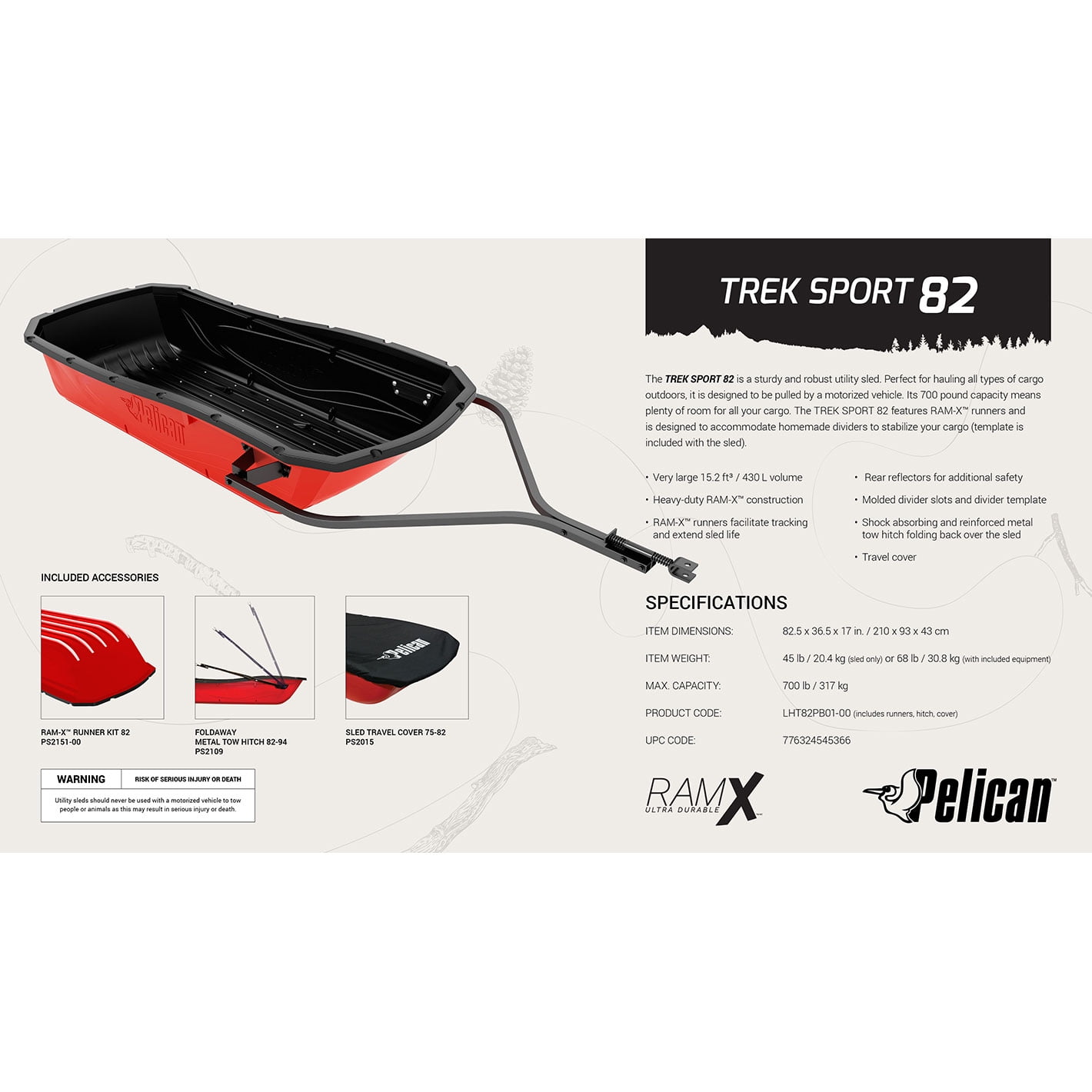 Pelican Sports Trek Sport 82-94 Tow Hitch Kit OS No Color