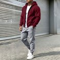 thumbnail image 6 of Mens 2 Piece Suits Full Zipper Drawstring Hooded Sweatshirts Elastic Waist Joggers Solid Color Fashion Comfy Outfits Wine XXL, 6 of 7