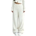 thumbnail image 2 of Qingpeng Womens Plush Warm Long Pants Elastic High Waist Wide Leg Trousers Thick Cozy Fall Winter Casual Pants for Women, 2 of 5