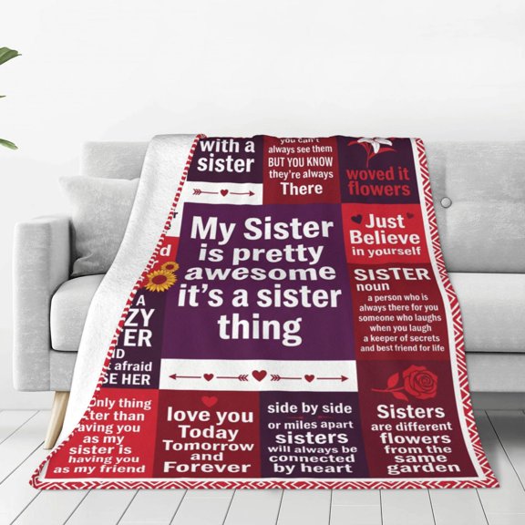 Sister Blanket, Birthday Gift Throw Blanket for Sister, Soft Flannel Cozy Blanket, Sister Gifts for Women Christmas 50x40