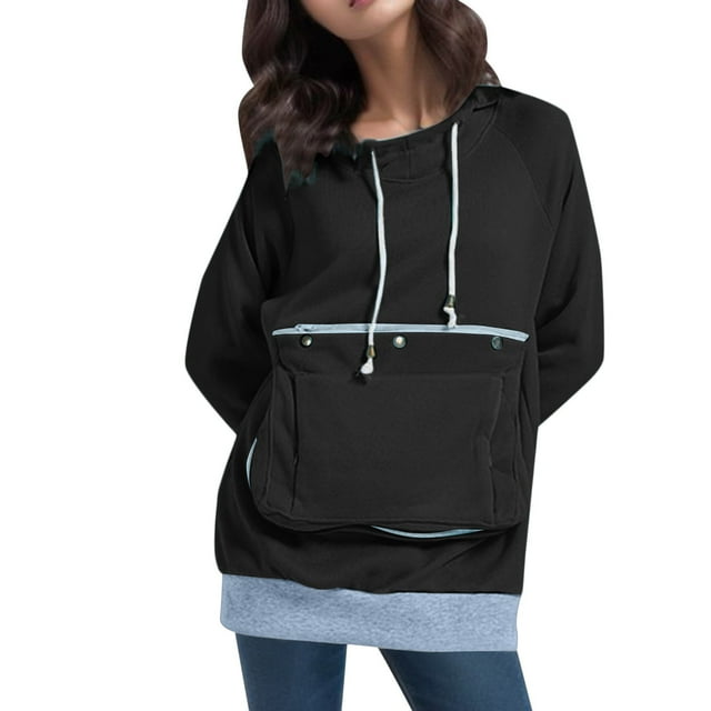 Sweat à Capuche pour Femmes Sac pour Animaux de Compagnie Sweat à Capuche pour Femmes Chat Chien Grande Poche Sweat à Capuche