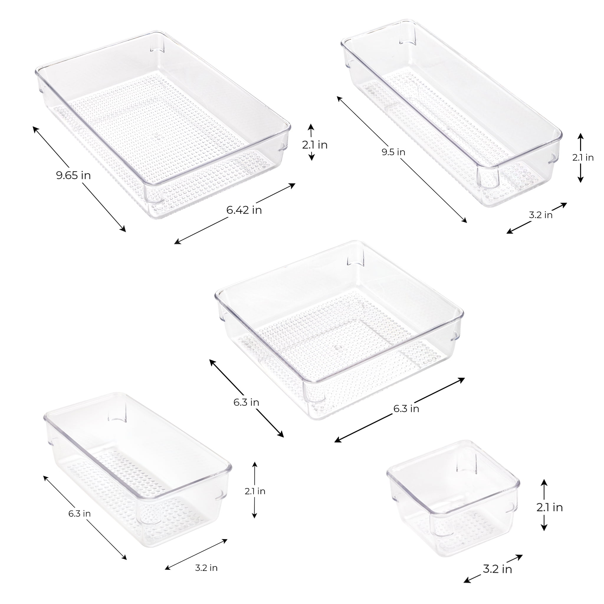 Mainstays 10-Piece Organizer Set Clear Plastic for Bathroom Storage