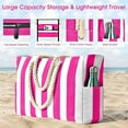 thumbnail image 4 of Sac de Plage pour Femmes Imperméable et Résistant au Sable - Multiples Compartiments, Design Rayé Fermeture Éclair Sécurisée pour Plage Piscine et Voyage, 4 of 7