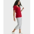thumbnail image 4 of Hanes Perfect-T Women's V-Neck Cotton T-Shirt Deep Red L, 4 of 5