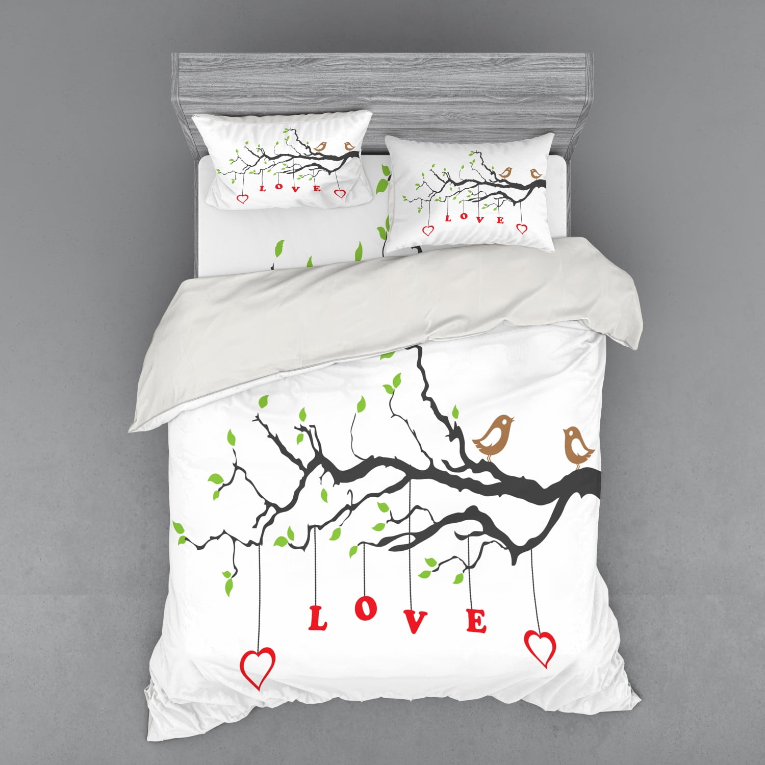 Queen Multicolor Cotton Winter Birds Duvet Cover Set