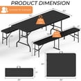 thumbnail image 3 of Ktaxon 3-Piece Outdoor Picnic Tableset, 6Ft HDPE Folding Table with 2 Folding Benches, High Quality Weather Resistant Patio Set for Indoor Outdoor Camping Parties Commercial Events, Black, 3 of 12