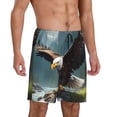 thumbnail image 2 of Fotbe Forest River Bald Eagle Pantalones Cortos de Pijama para Hombre, Ropa de Dormir, Pantalones de Pijama Cortos para Hombre-Small, 2 of 6