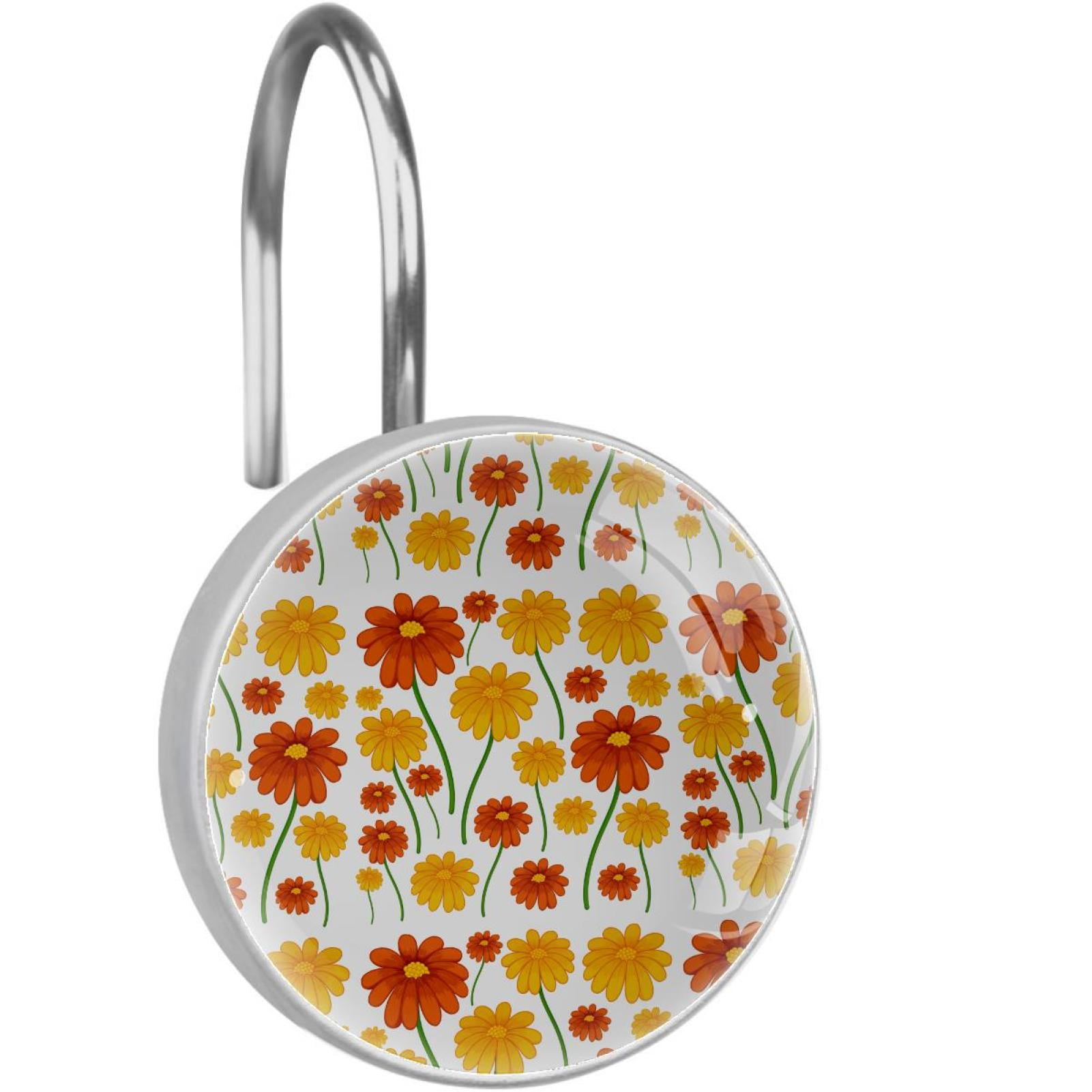 Daisy Flower Shower Curtain Hooks（Set of 12）for Home Hotel Shower Rods Bathroom Crystal Glass