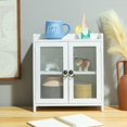 thumbnail image 4 of 2 Tiered Storage Cabinet, Countertop Cabinet, Wood Organizer for Kitchen Living Room Bedroom Bathroom Office with Magnetic Door, 15.75 x 14.5 x 6.5, White, 02, 4 of 16
