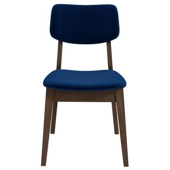 JERFIT Mid-Century Modern Velvet Upholstered Dining Chairs, Set of 2, Armless Side Chairs with Solid Wood Frame for Kitchen, Dining Room, Brown or Navy Blue