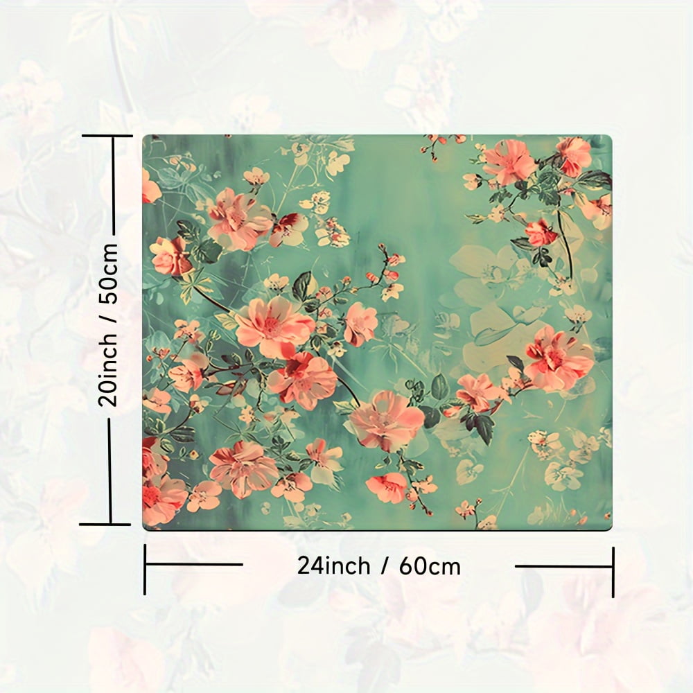 1pc, Dish Drying Pad, Vintage Floral Pattern Washing Machine Cover Mat, Countertop Absorbent Pad, Washstand Drain Mat, Soft Faucet Absorbent Mat, Kitchen Accessories, Bathroom Accessories
